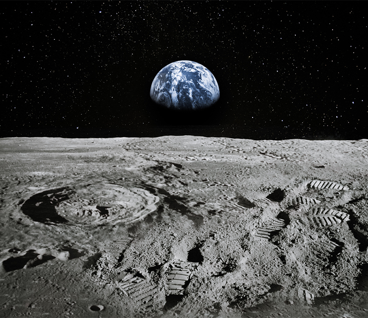 An image taken from the moon looking at planet Earth.