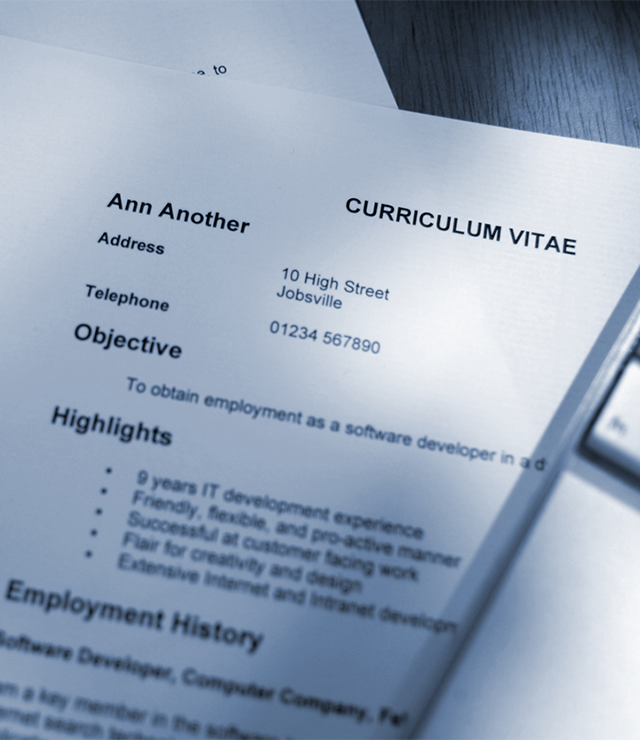 A shot of a CV.