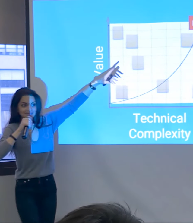 An engineering from Google gives a presentation.