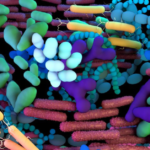 An abstract scientific illustration.