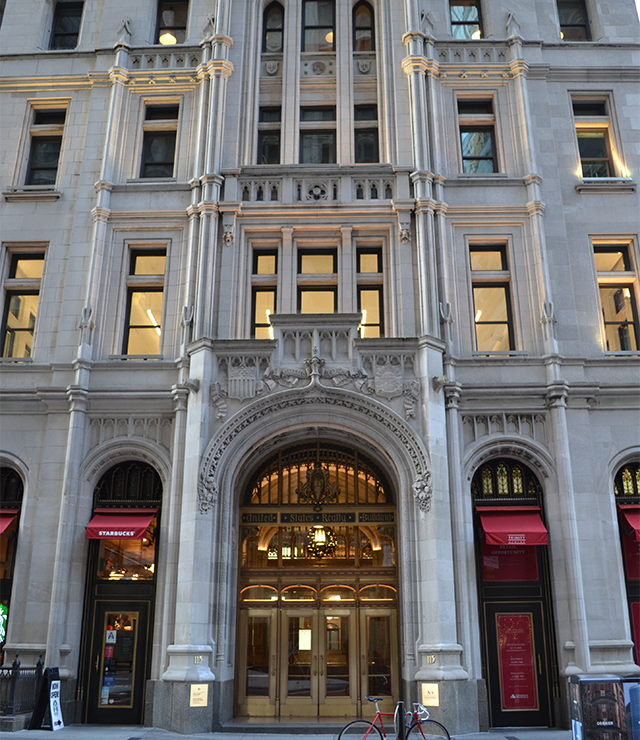 AN exterior shot of the U.S. Realty Company building in lower Manhattan.