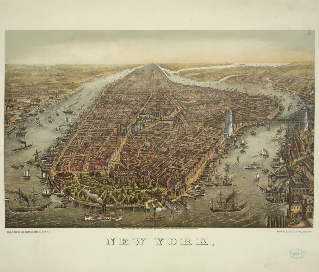 A 19th century shot of Lower Manhattan in New York City