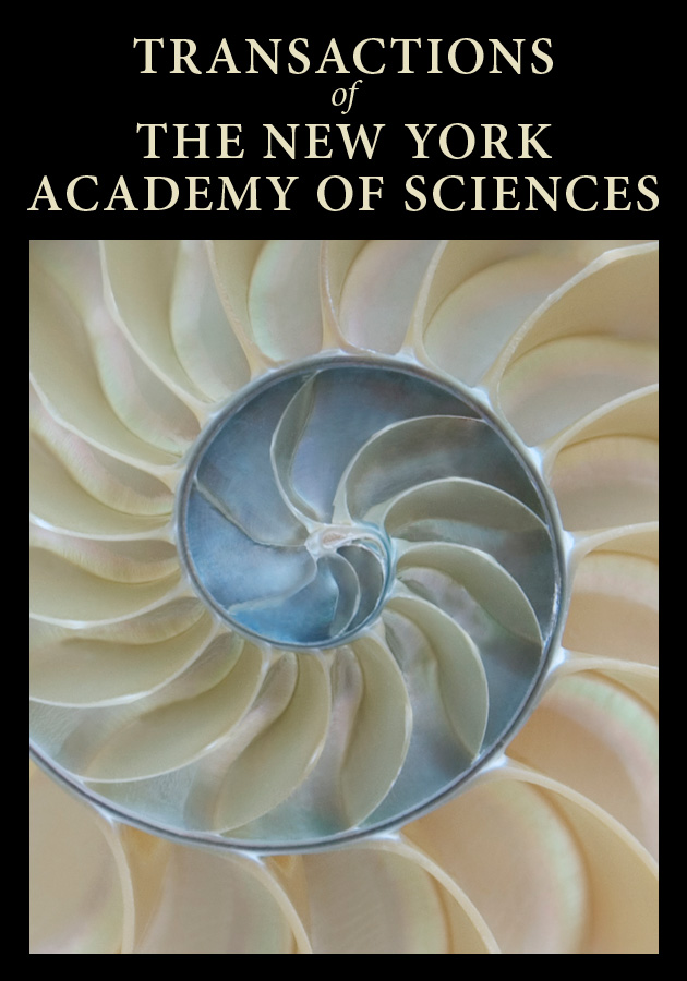 A cover shot of the publication Transactions of The New York Academy of Sciences.