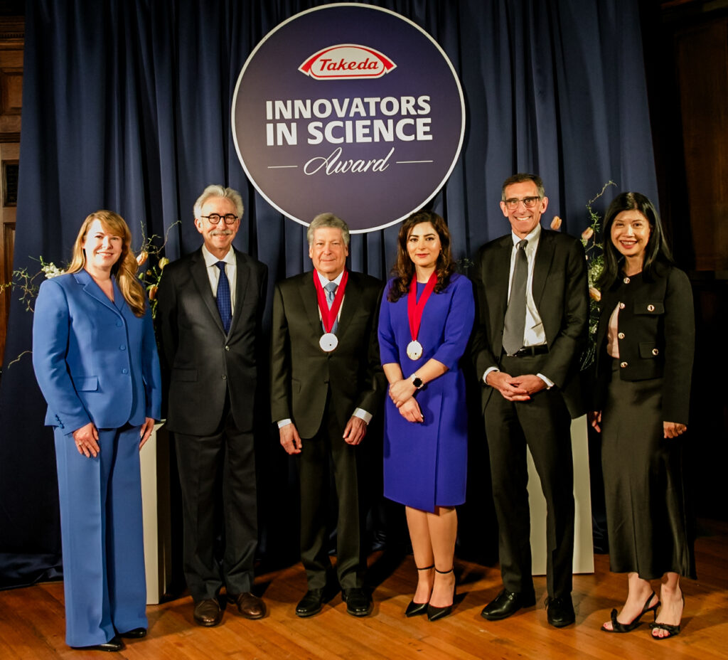 A posed shot of award winners as well as officials with The New York Academy of Sciences and Takeda.