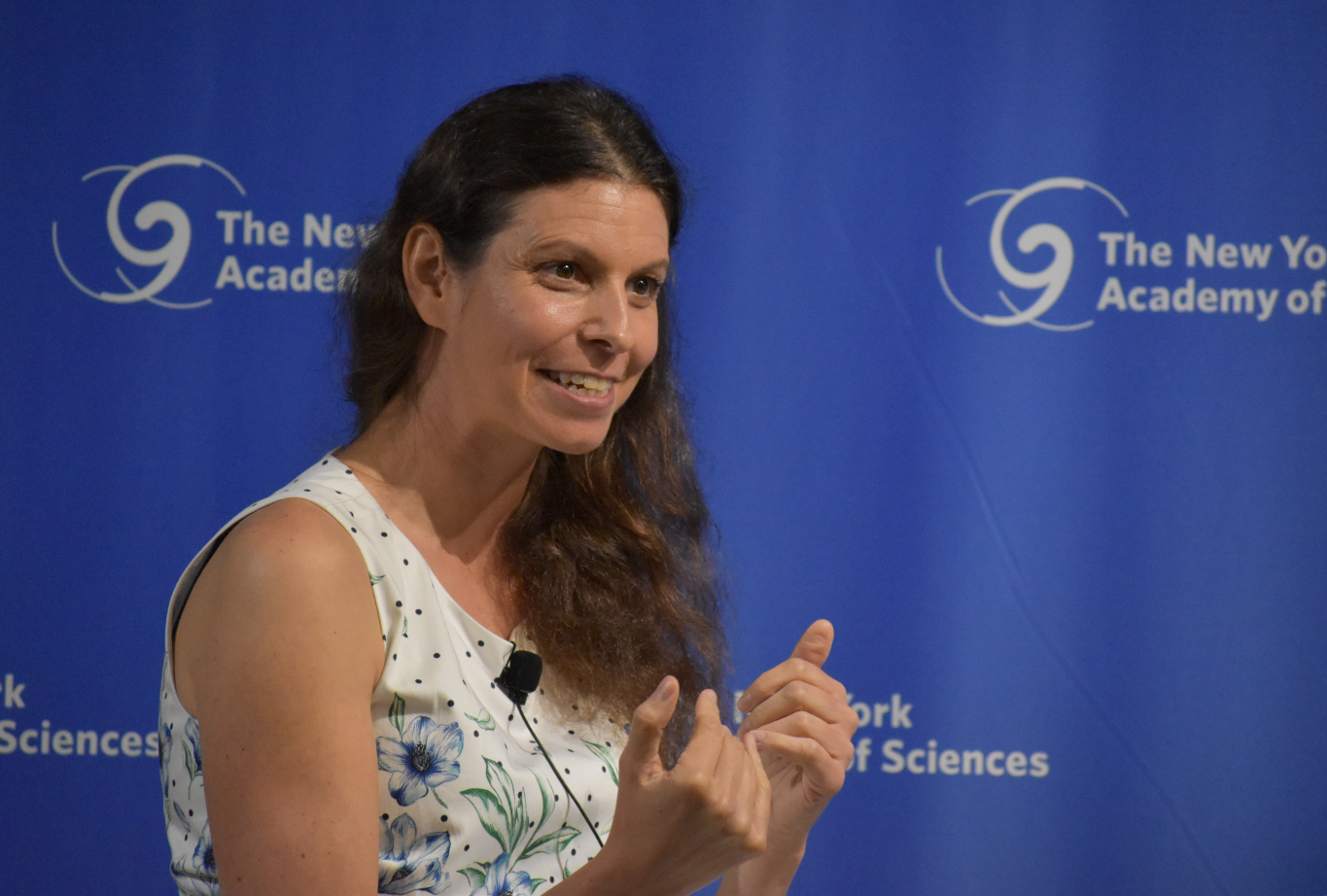 An author presents during an event at the Academy.