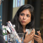 An author presents during an event at the Academy.