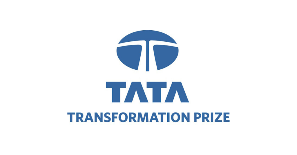 The blue and white logo for the Tata Transformation Prize.