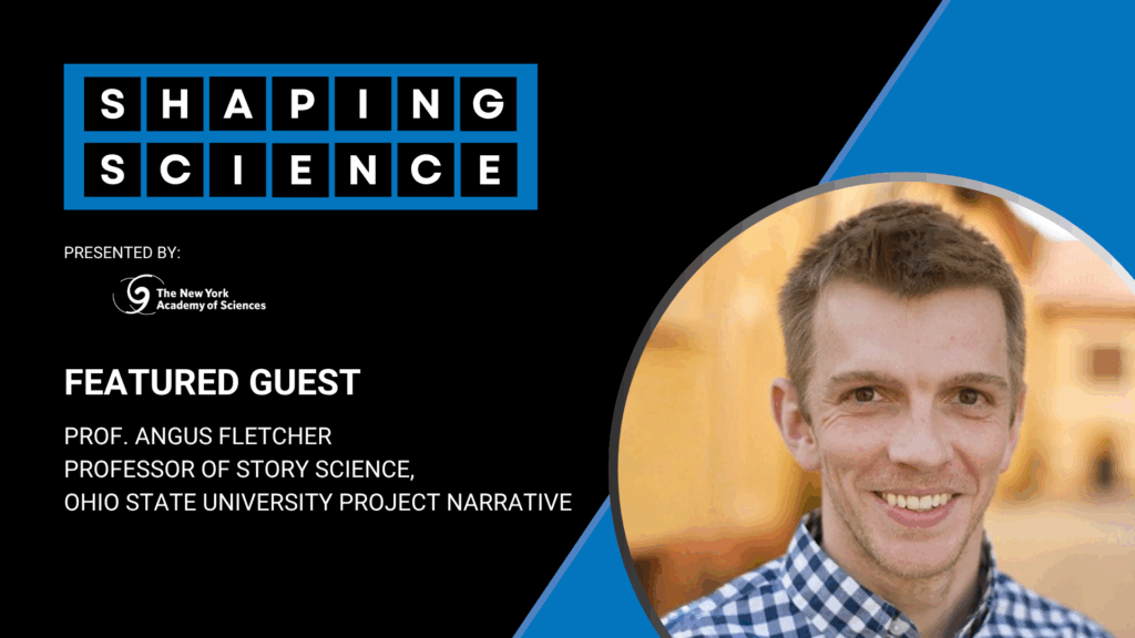 The title card for the Angus Fletcher episode of the Shaping Science podcast.