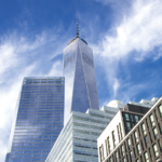 An exterior shot of the Freedom Tower taken from street-level.