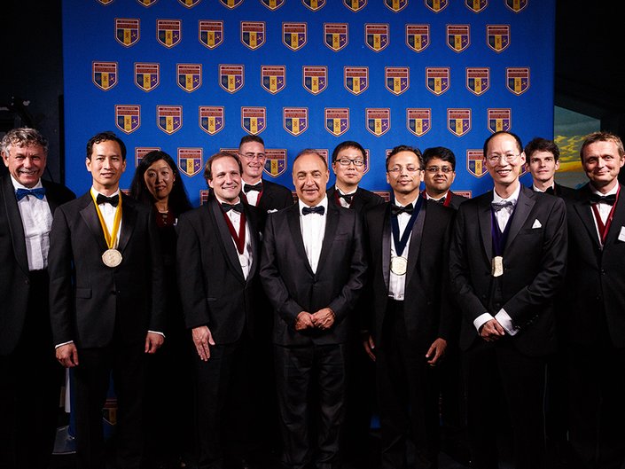 A group shot of honorees and award administrators.