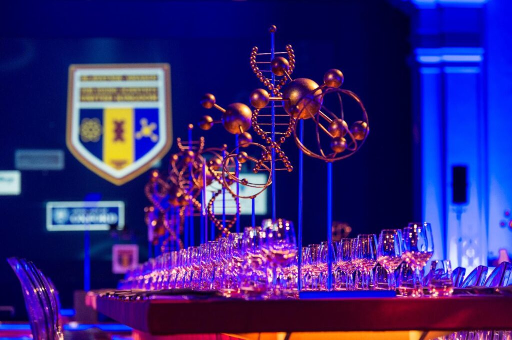 A shot of a decorated table during the ceremony.