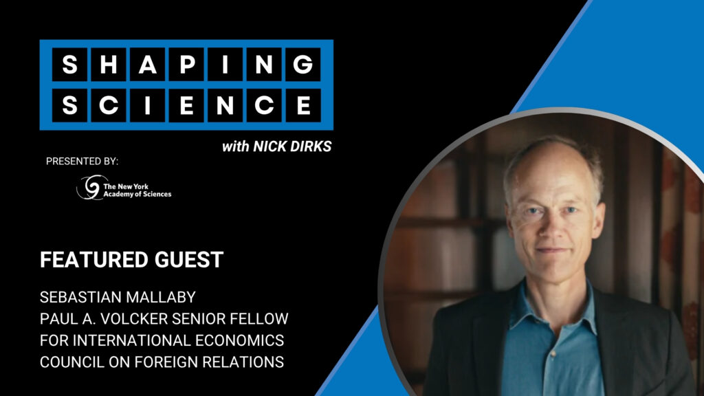 The title card for the Shaping Science episode featuring Sebastian Mallaby.